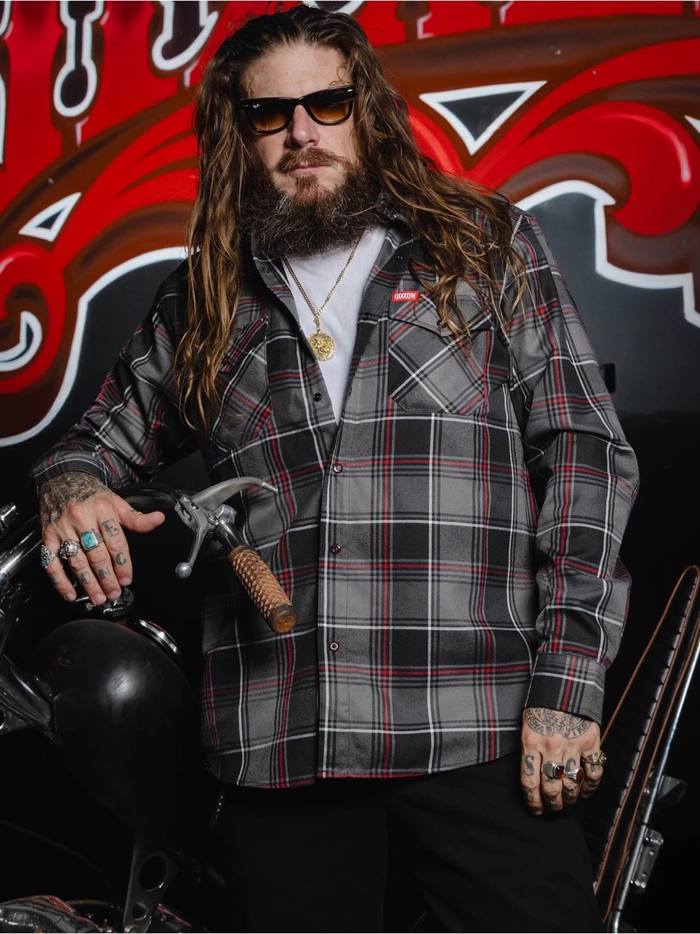DIXXON Gray & Black Plaid Lightweight Shirt Jacket with Red Accents